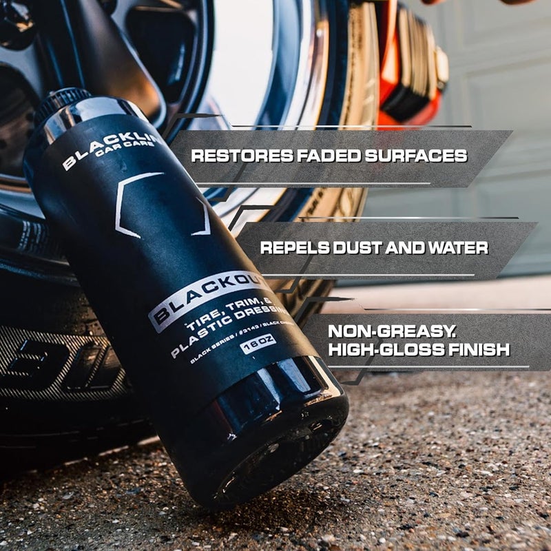 BlackLine Car Care - Blackout Trim and Tire Dressing for Plastic, Rubber, Vinyl, and Tires Safe for Cars, Trucks, SUVs & More - 16 fl OZ - Image 2